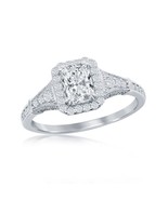 Sterling Silver Emerald-Cut CZ Vintage Inspired Engagement Ring - $565.54 MXN