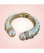 Joan Rivers Classic Collection Cuff Bracelet Faux Pearl Cream Enamel Rhi... - $2,483.80 MXN