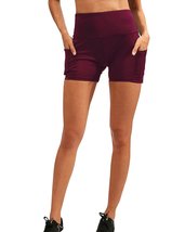 Calcao High Waist Yoga Shorts With Pocket - Red - £11.62 GBP