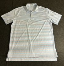 Peter Millar Summer Comfort Golf Polo Stretch White With Blue Strips Siz... - £19.71 GBP