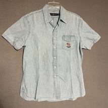 Ralph Lauren Shirt Mens Large Chambray USA Flag Embroidered Short Sleeve... - £16.64 GBP