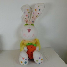Bunny Rabbit Plush Shelf Sitter Styrofoam Head Easter Decoration Buttons Carrot - £19.33 GBP