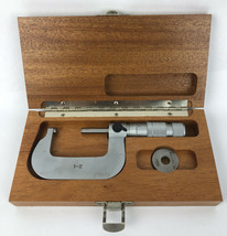 Vintage Brown &amp; Sharp Outside Micrometer 1&quot;-2&quot;, Resolution .0001&quot; W Wood Case - £125.52 GBP
