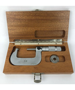 Vintage BROWN &amp; SHARP OUTSIDE MICROMETER 1&quot;-2&quot;, RESOLUTION .0001&quot; w Wood... - $159.99