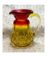 Vintage Kanawha Glass Amberina Hand Blown 4&quot; Red/Yellow Pitcher-EXCELLENT - $32.42 CAD