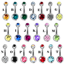2PC Stainless Steel Crystal Ball Navel/Belly Button 14G Barbell Piercing - £3.13 GBP