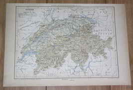 1887 Antique Map Of Switzerland / Alps - £19.24 GBP