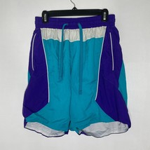Nike Swim Shorts M Colorblock Teal Purple Retro 90s Style Mesh Lined Cha... - $39.70 CAD