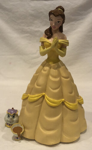 Beauty The Beast Disney Belle Coin Bank With Bottom Character Attachments HTF