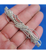 Vintage Art Deco Sterling Silver 925 Diamond Paste Large 3&quot; Inch Pin Brooch - $3,919.79 MXN