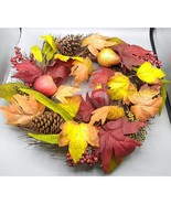Pine Cone, Faux Fruit and Artificial Berry Autumn Wreath, Red and Yellow... - £47.97 GBP