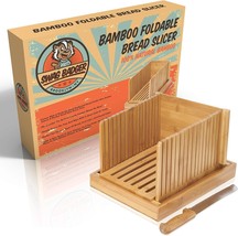 Foldable Bamboo Bread Slicer with cutting knife for accurate homemade sl... - $14.00
