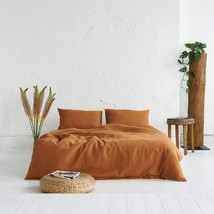 Linen Duvet Cover Set In Cinnamon 3 Piece Washed Linen includes two pillowcases - £25.89 GBP+