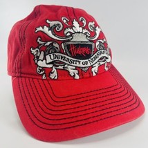 Nebraska Huskers Cap Strapback Hat Cornhuskers Red Silver Scroll Signatu... - £15.62 GBP