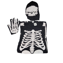 Skeleton Jumpsuit Kids Size 3-4 Halloween Costume Mask Suit Gloves Set - £22.22 GBP