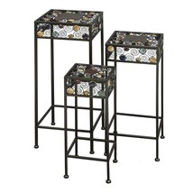 Deco 79 Metal Jeweled Plantstand with 3-Tiers, Set of 3 28&quot;, 24&quot;, 20&quot;H, Black - £108.35 GBP