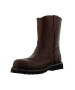 Mens Burgundy Work Boots Leather Rubber Soles Safety Steel Toe Size 7, 1... - $82.04 CAD
