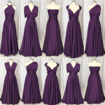 Convertible Purple Bridesmaid Dresses Long Satin Infinite Wedding Party Dresses - £71.31 GBP