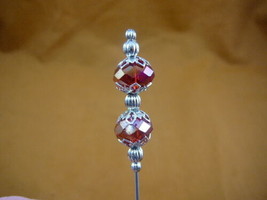 (u70-40) Red faceted glass bead silver hatpin Pin hat pins love hats Jew... - £8.27 GBP