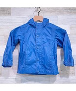 REI Lightweight Hooded Rain Jacket Blue Snap Button Waterproof Nylon Tod... - £23.64 GBP