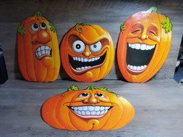 Halloween Cut Out Hanging Decorations 4pc Pumpkin Jack O&#39; Lanterns 1997 - $23.20