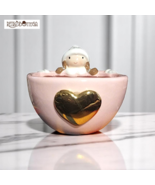 Ceramic Storage Box Golden Heart Angel Ferrero Rocher Decor - $530.37 MXN