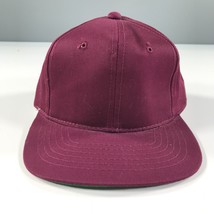 Vintage Snapback Hat Youth Size Dark Red Burgundy Flat Brim Kudzu YoungAn - £8.88 GBP