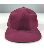 Vintage Snapback Hat Youth Size Dark Red Burgundy Flat Brim Kudzu YoungAn - £8.84 GBP