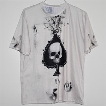 Ace Of Spades Smoking Skull T-SHIRT ~ Sz L ~ Goth Punk Metal Biker Front & Rear - $13.85