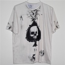 ACE OF SPADES SMOKING SKULL T-SHIRT ~ Sz L ~ Goth Punk Metal Biker FRONT... - $13.85