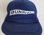 Vintage Dunn Tire Trucker Snapback Hat Foam Navy Blue Mesh Rope Mechanic - $12.86