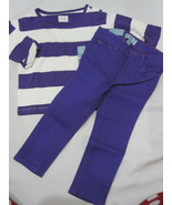 BABY GAP Girls Skinny Fit Purple Jeans &amp; Striped Top Outfit Set Size 3T ... - £22.45 GBP