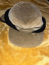 Vintage HABAND Corduroy Hat Ear Flaps Large Tan Brown Flaps Medium - £10.02 GBP