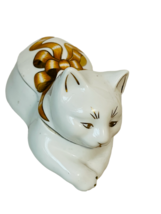 Cat Kitten figurine vtg kitty sculpture Arden Japan Jewelry box trinket ... - $34.60