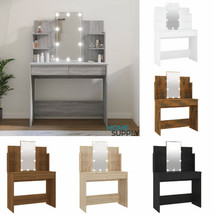 Modern Wooden Large Bedroom Dressing Table Makeup Desk Dresser Stand LED Mirror - £138.80 GBP+