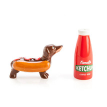 Sausage Dog &amp; Ketchup Salt &amp; Pepper Set - £18.64 GBP