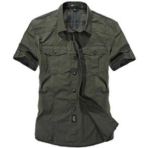 Fashion Cotton Casual Shirts Summer Men Plus Size Loose Baggy Shirts Short Sleev - £78.17 GBP
