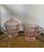 Vintage Fenton Pink Fine Cut and Block Sugar and Creamer Set Depression ... - $116.00 CAD