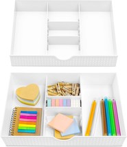 White Caxxa 2Pk - 3 Slot Drawer Organizer With Two Adjustable Dividers - 5 - £31.41 GBP