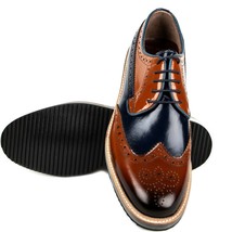 IDOL Mens Patent Colorblocked Wingtip Derby Bordeaux Comfort Dress Shoes US 9-11 - £71.12 GBP