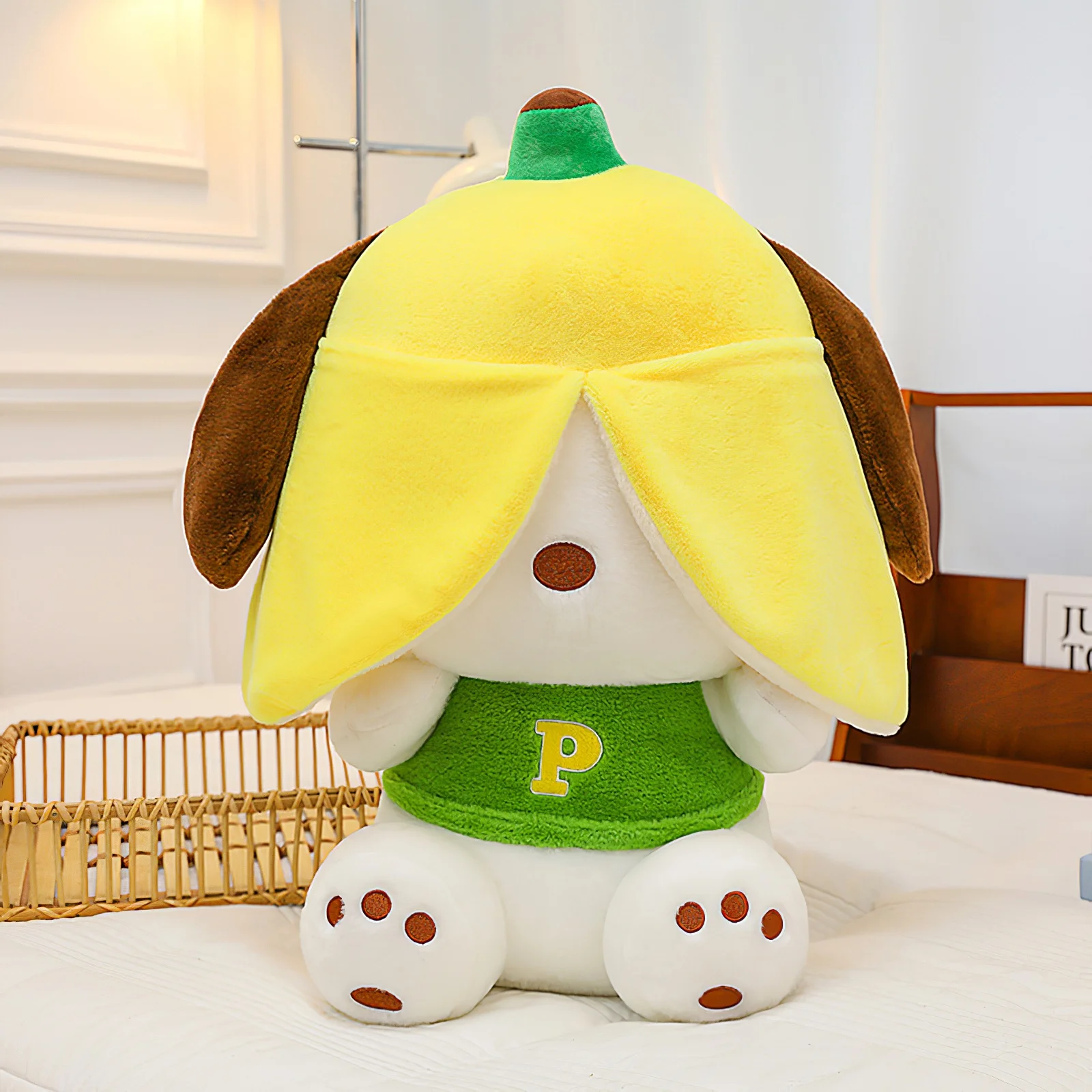 60cm Pochacco-B Cute Sanrio Banana Pochacco Plush Toy Kawaii Big Ear Dog Cartoon - $60.58