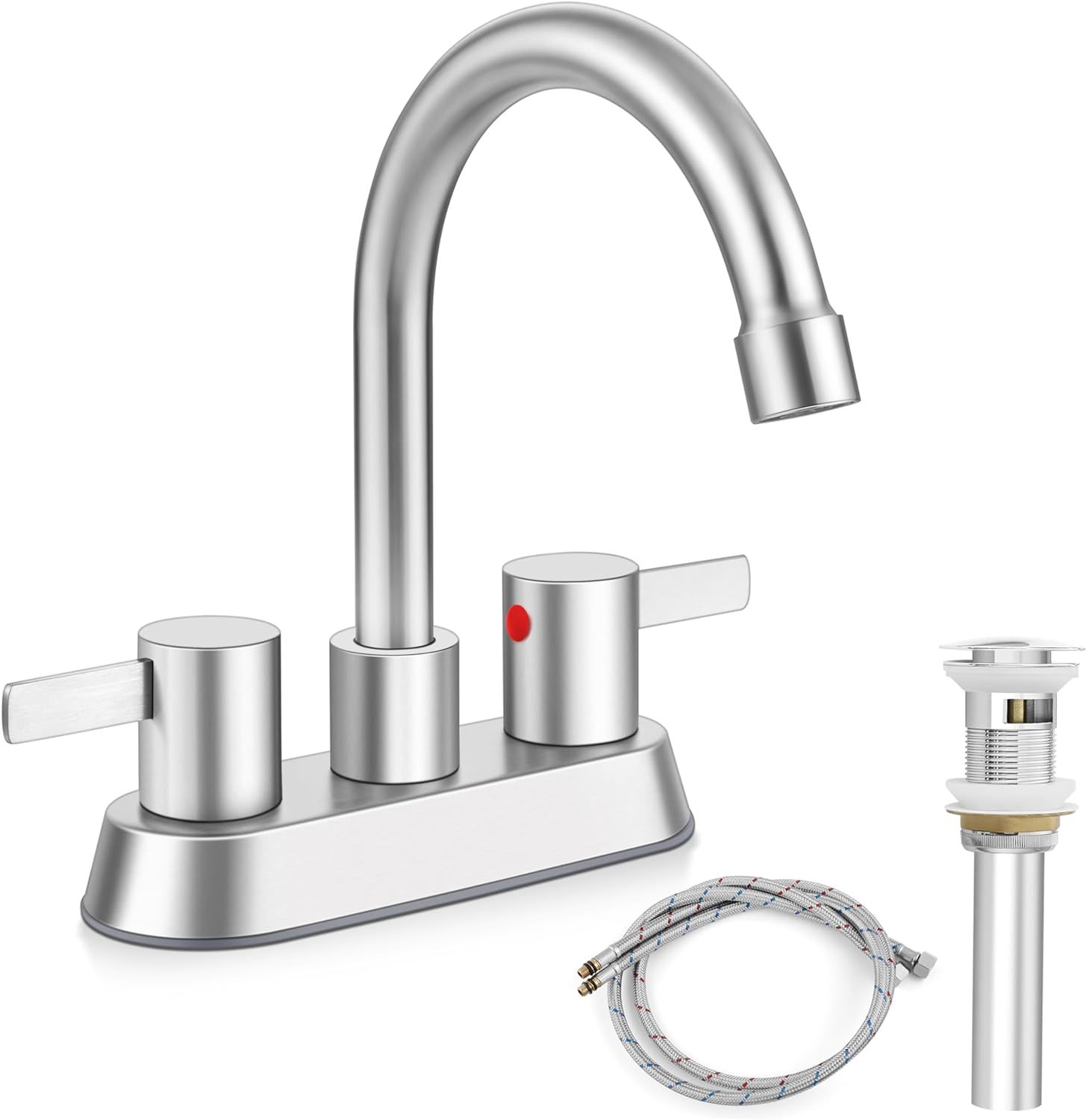Herogo 2-Handle Centerset Bathroom Faucet With Brushed Nickel Finish, St... - $37.95