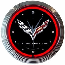 Corvette C7 Garage LED 15&quot; Wall Décor Neon Clock 8CORV7 - £67.66 GBP