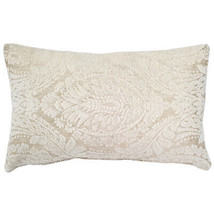 Jacquard Damask in Cream Throw Pillow 12x19 - £42.32 GBP