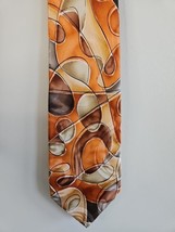 Jerry Garcia Brown/Orange Circle Pattern Neck Tie, Fifty-Four, 100% Silk - $19.99