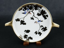 Nippon 2-Handled Porcelain Dish, Deep Plate/Shallow Bowl, Gold Gilt Tree &amp; Birds - $19.55