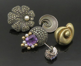 DESIGNER 925 Silver - Vintage Pearl &amp; Multi-Stone Lot Single Earrings - EG11329 - £109.51 GBP