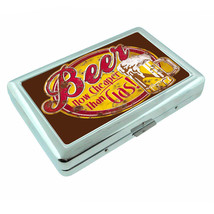 Vintage Poster D243 Silver Metal Cigarette Case Wallet Beer Now Cheaper Than Gas - £13.19 GBP