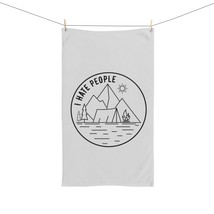 Hand Towel - I Hate People - Black and White Camping Scene Humor - 16x28 inches - £14.31 GBP