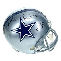 Dallas Cowboys Triplets Emmitt Aikman Irvin Signed Cowboys Helmet BAS Autograph - £806.74 GBP